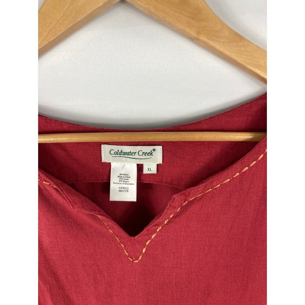 Coldwater Creek Linen Blend Embroidered Detail Maxi Dress Pink XL - Picture 2 of 5